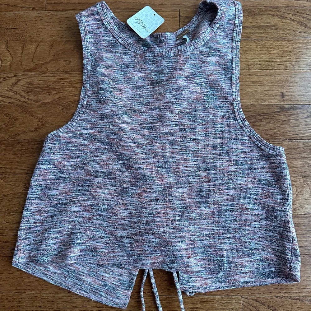 Free People Pink and Gray Knit Top